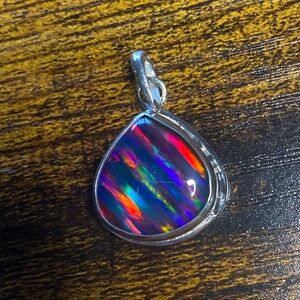 22.6 Ct Fire Opal Teardrop Pendant set in 925 Sterling Silver